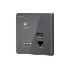 300 mbps effekt ap relä intelligenta trådlösa wifi repeater extender vägg inbäddade 2.4 ghz 3g router panel med usb-uttag omkopplare - Grå
