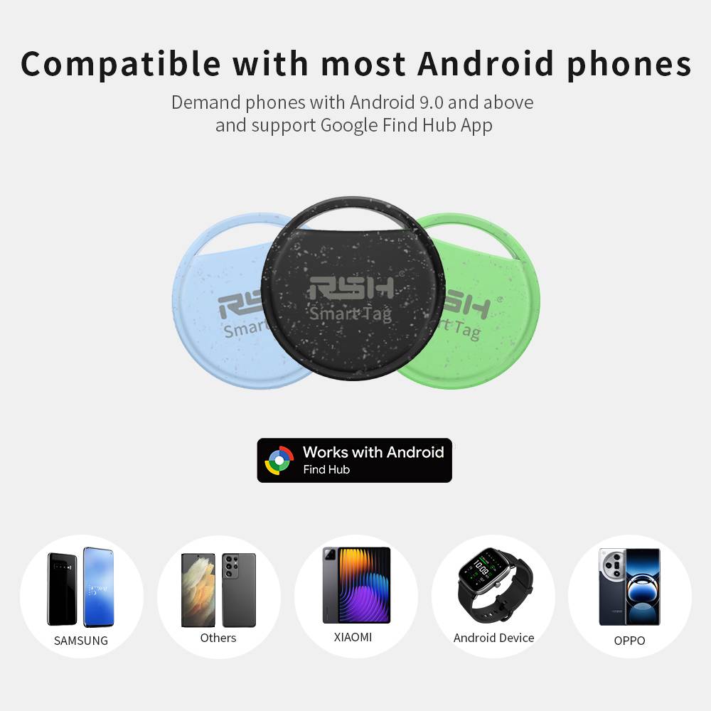 RSH Security Tracker Wallet Luggage Coffer Box Locator Anti Lose for Android Smart Tag Work With Google Find for Samsung OnePlus