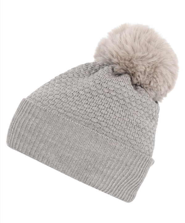 Beanie med kvast – Light Brown Melange