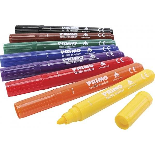 PRIMO Textiltuschpennor - mixade färger - 8 st