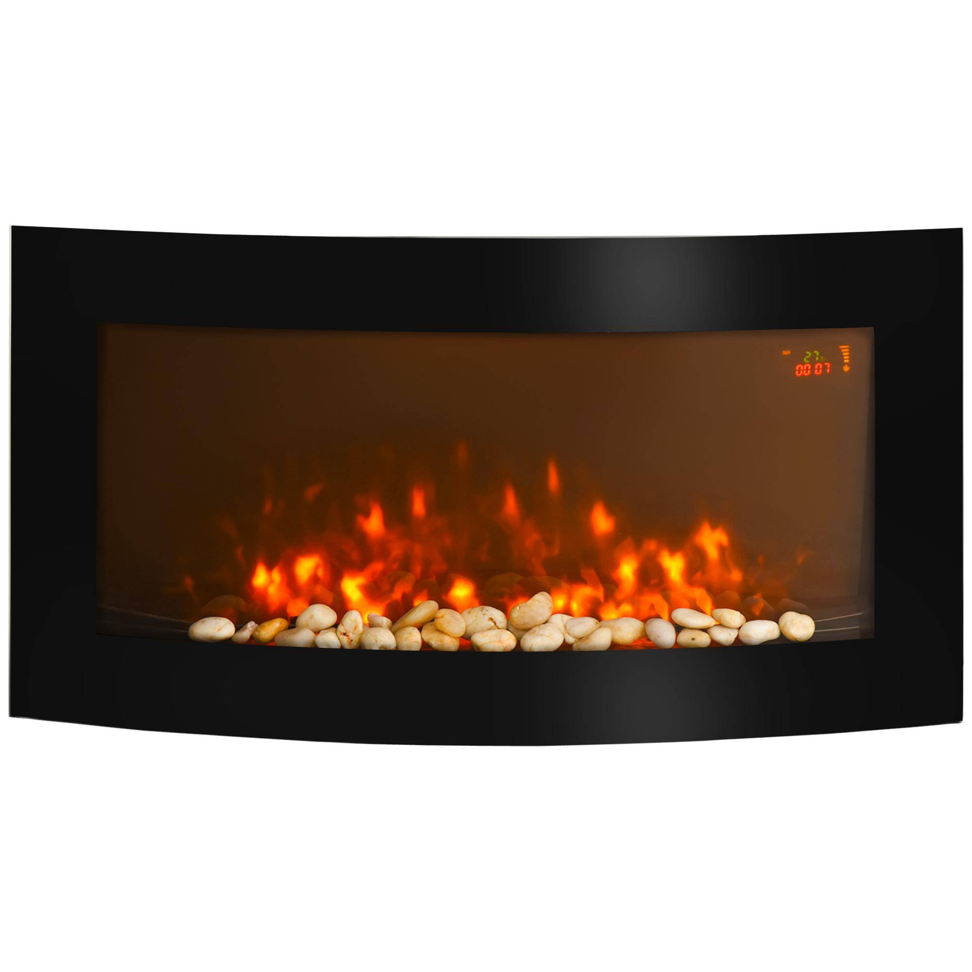 Electric Fireplace With Heater Wall Mounted Fireplace With LED Flame Effect 7 Flame Colors 1000 2000 W Electric
