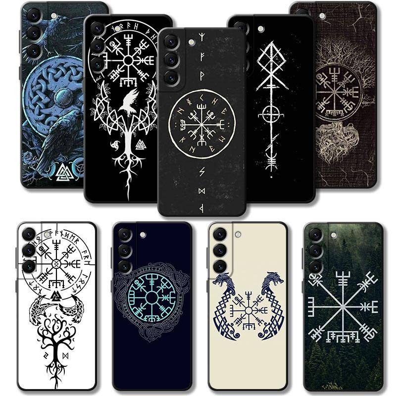 Telefonfodral för Samsung Galaxy S23 S22 S21 S20 Fe Ultra S10 S9 S8 Plus Note 20ultra 10plus skal Viking Vegvisir Logo Tree