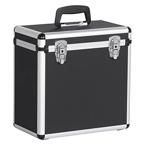 Yaheetech Plattenkoffer Schallplattenkoffer LP-Koffer, Tragbarer Abschließbarer Vinyl Koffer zur Aufbewahrung von 50 LP für DJ und Schallplatten