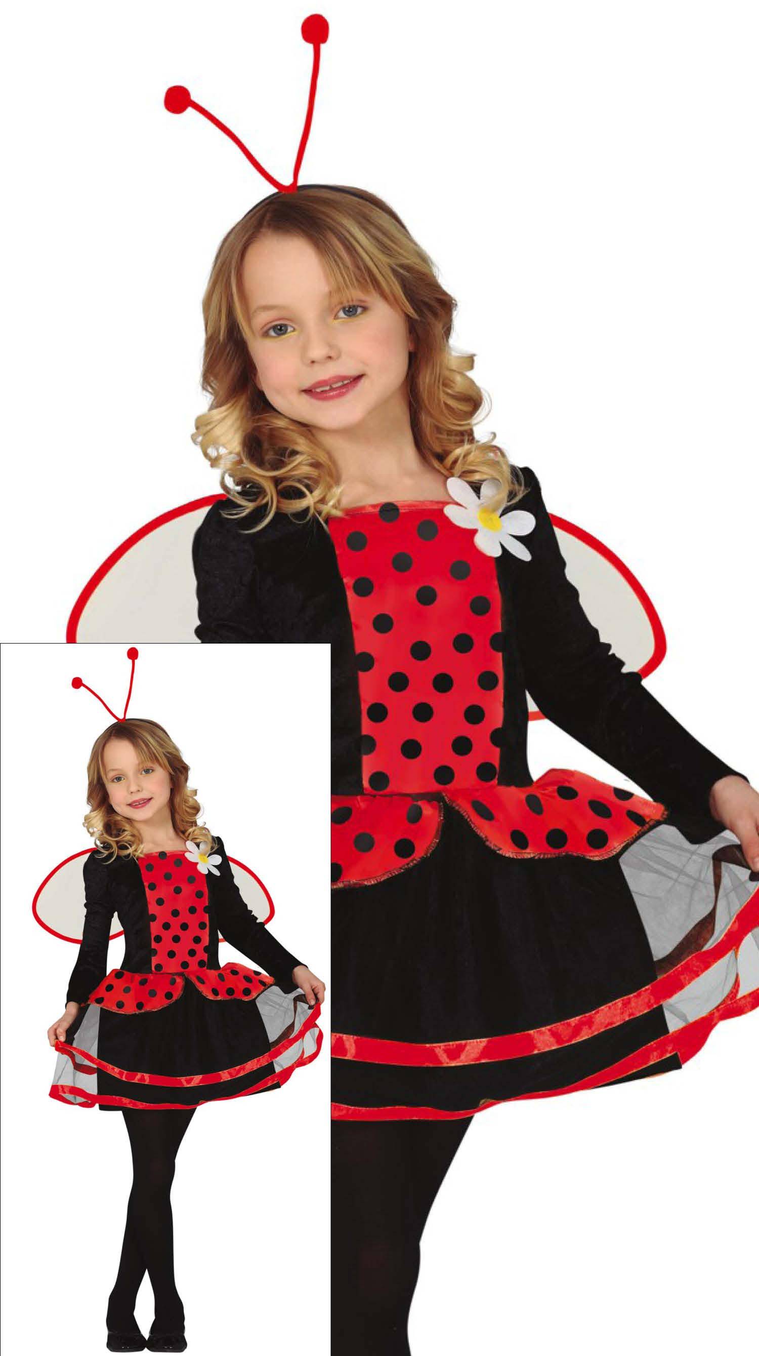 Mariehøne kjole 7-9 år