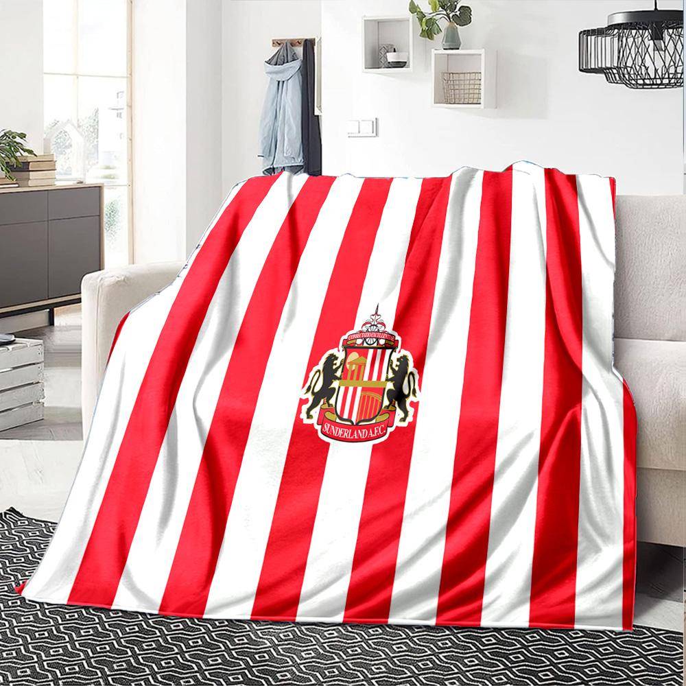 Sunderland-emblem Flanellduk, Mjuk Polyester, Modern Design, Hela Säsongen för Camping, Resor, Gåvor till högtider eller födelsedagar