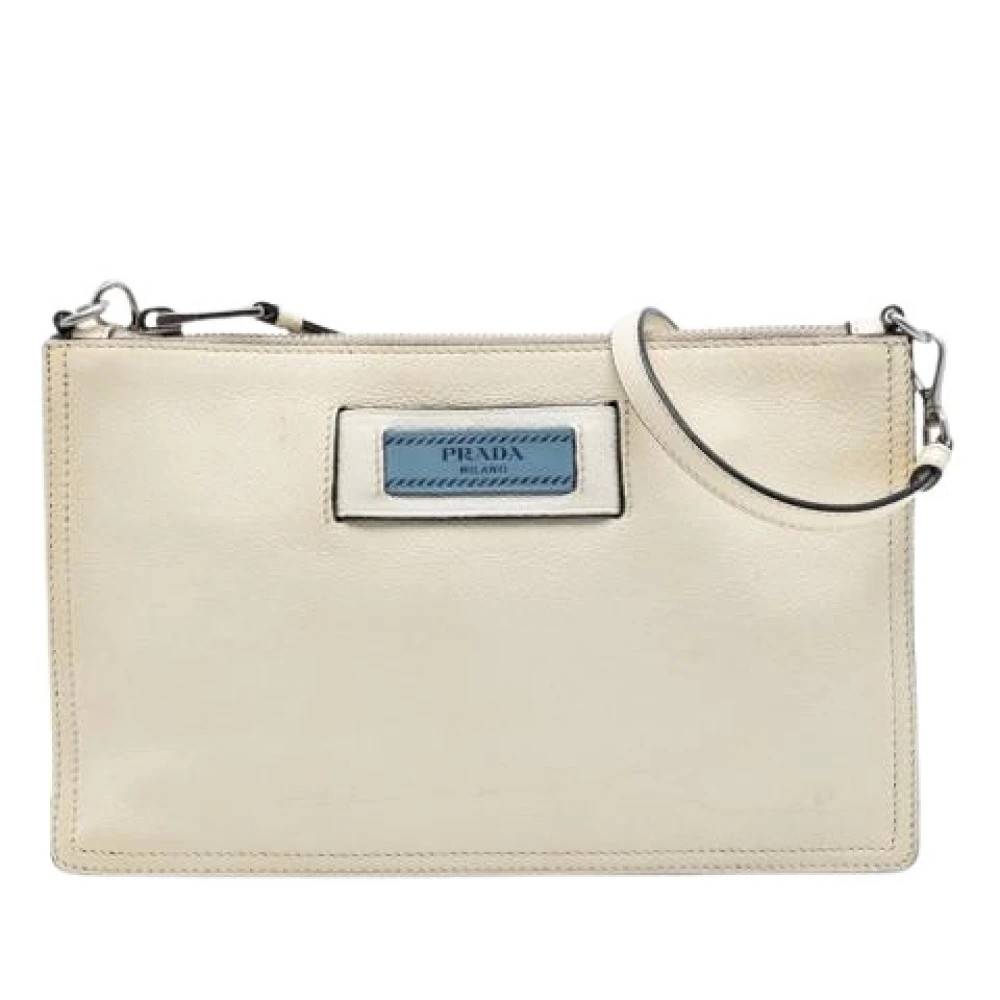 Prada Vintage Pre-owned Etiquette Skuldertaske - Vintage - Dame - Hvid - ONE SIZE - Uld