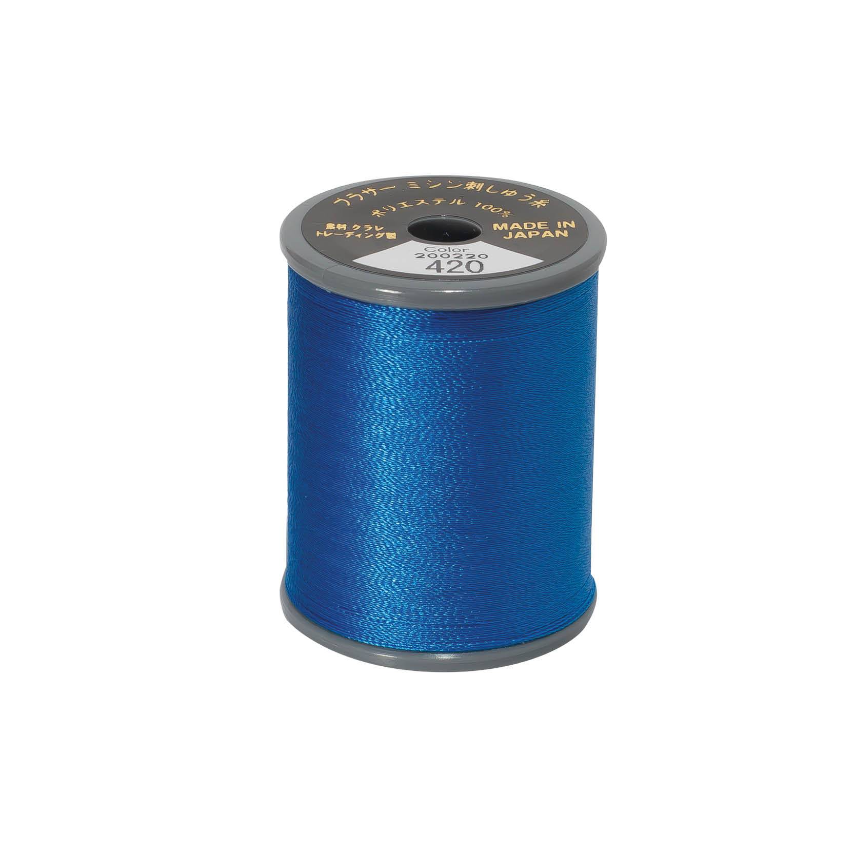 Brother satin-finish broderitråd - 420 Elektrisk Blå