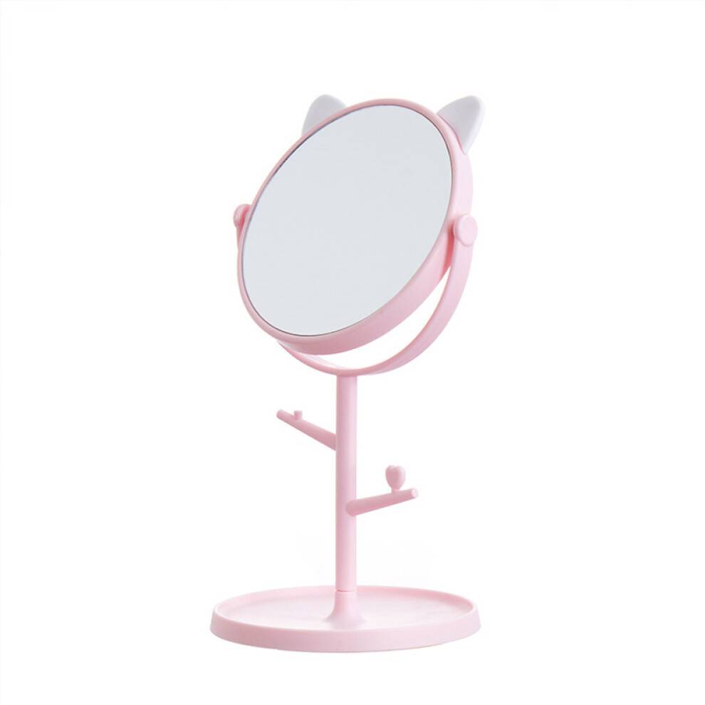 Sødt kattespejl, bærbart makeup-stativ i rejsestørrelse med høj opløsning, kawaii katteører dobbeltsidet forstørrelsesglas til kvinder og