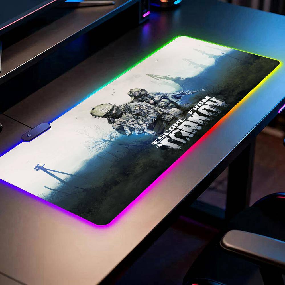 Spel Escape From Tarkov Musmatta RGB Spelmusmatta Skrivbordsmatta HD Gamer Stor LED-belysning XXL Musmattor