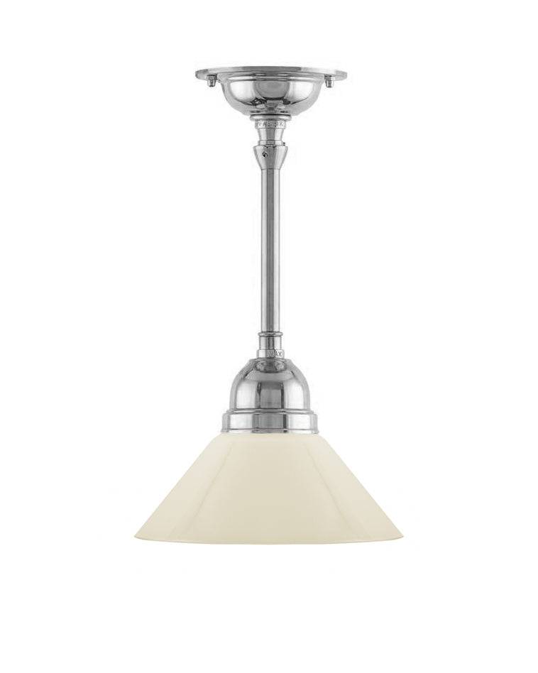Loftlampe – Byströmpendel 60 nikkel, lille råhvid skærm - 50 cm