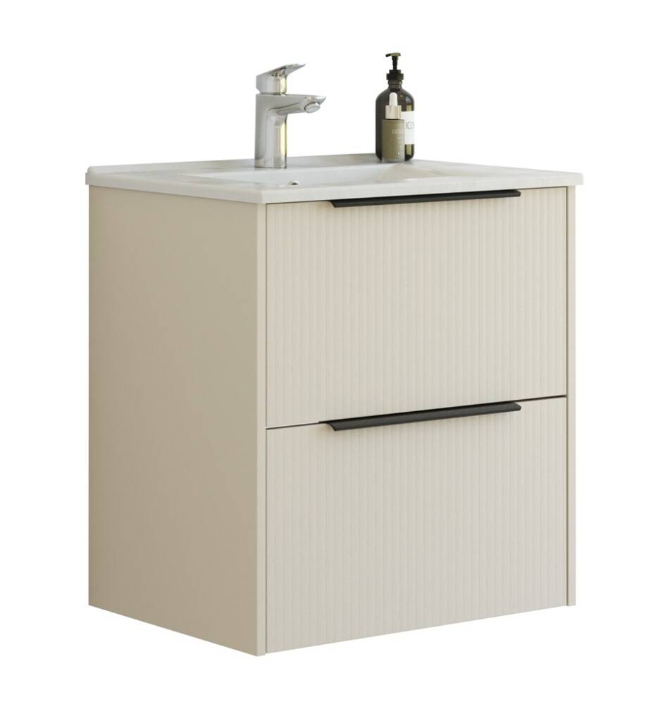 Scanbad underskab med vask Now/Arial sand stribet 2 skuffer 61x45,5 cm