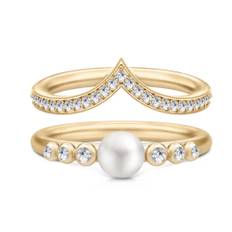 Julie Sandlau, Accessories , Dame, Gul, 48 MM, Ocean Crest Perla Ring Sæt