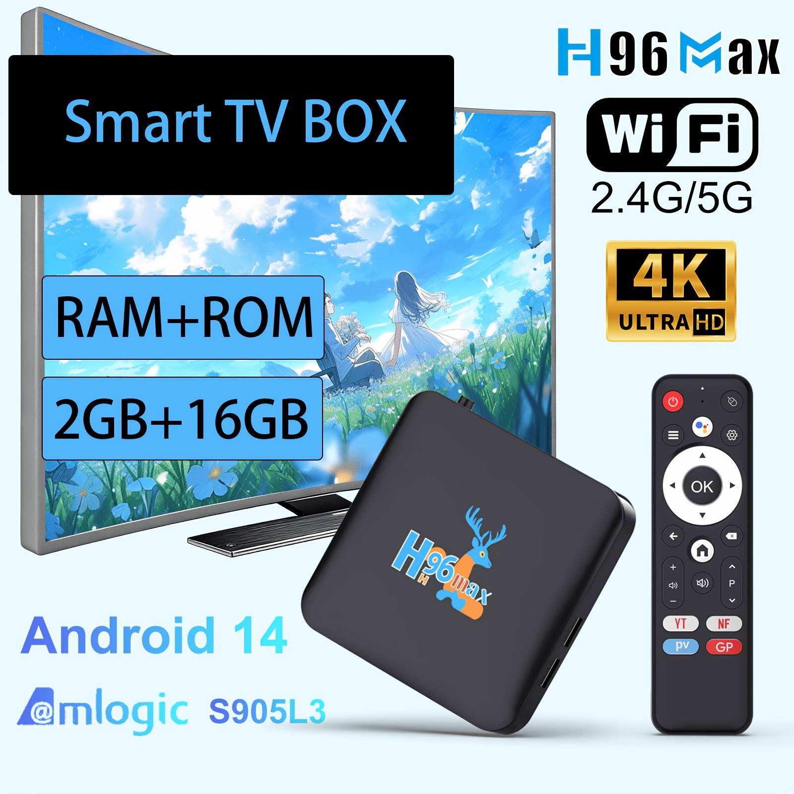 TEMU H96 Max New 14 Tv Box, 4k 3d Hdr20 Support, Eu Plug, No Battery, 100-240v Wifi6 Bt 5.0, 4k@60fps Hd, 100m Ethernet, , Media Player, Mirroring Cast, Dual Usb 3.0 Ports Festival