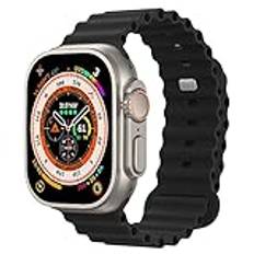 Astorgos Ocean Band Compatible with Apple Watch Ultra 49mm 45mm 44mm 42mm iWatch Series SE2 SE 8 7 6 5 4 3 2 1, Silicone iWatch Band Replacement Sport Strap for Women Men, Black