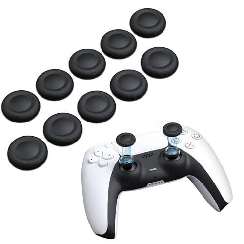 NEWDERY Joystick-ersättningsgrepplock för PS5/PS4-kontroll | Silikon tumgreppslock, halkfri design, kompatibel med PS5/PS4-kontroll, svart, 10-pack