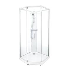 Showerama Classic duschkabin, 100x100 cm, vit profil, klart/frostat glas
