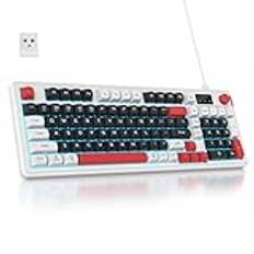 SbocKeeb 96% Trådlöst Gamingtangentbord, Tyst Membrantangentbord med Mekanisk Känsla och Numerisk Keypad, QWERTY Amerikansk Layout, Bluetooth/2.4G/USB RGB Keyboard för Kontoret