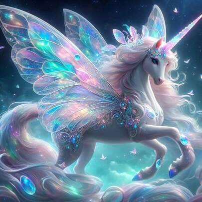 1st Beautiful Winged Unicorn 5D Diamond Painting Kit - Anime Tema Diamond Art, DIY Diamond Painting Cross Stitch Mosaic, Lämplig för vänskap Födelseda - Multifärgad (Multi-size)