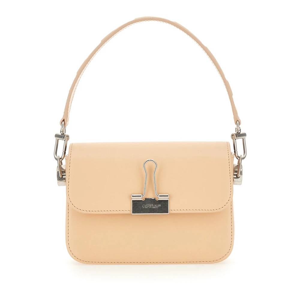 Off White Plain Binder Læder Skuldertaske - Tasker - Dame - Beige - ONE SIZE - Uld