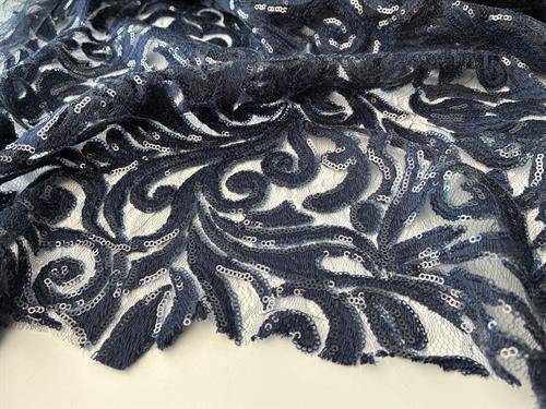 Pailletstof - navy swirl