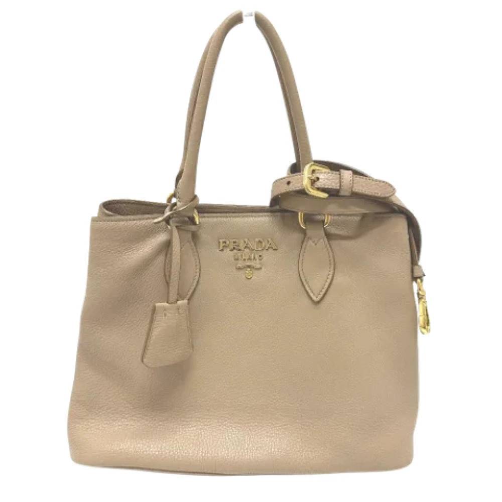 Prada Vintage Pre-owned Laeder prada-tasker - Vintage - Dame - Beige - ONE SIZE - Uld