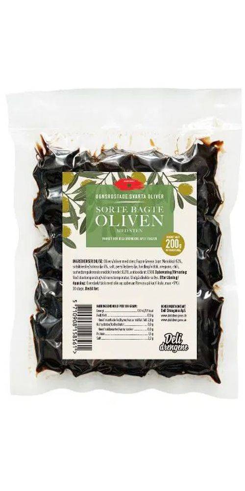 Sorte bagte oliven (Vacuum) 200g.