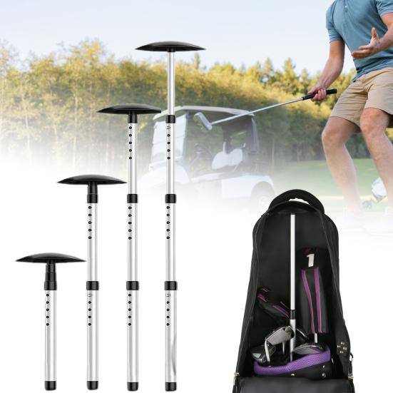 Golfreseväska Stödstång Justerbar 4-delad infällbar aluminiumlegeringsrör Kupollock Bärbar Golfväska Klubbskydd Stödstav Golf silver