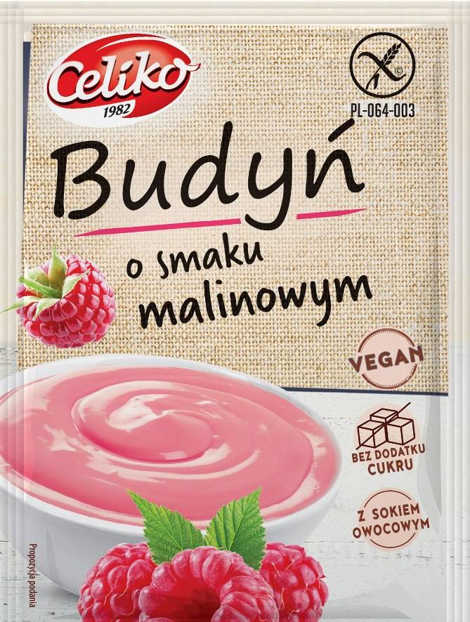 Celiko - Pudding Gluten-Free Sugar-Free, Raspberry