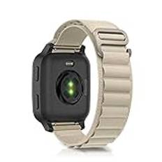 Niboow 20 mm rem för Garmin Venu Sq 2/Venu Sq 2 musik/Venu 2 Plus/Venu Sq/Venu Sq Music, män kvinnor vävd sport nylon titan G-krok klockarmband för Garmin Vivoactive 3 Music/Forerunner 245 – vit