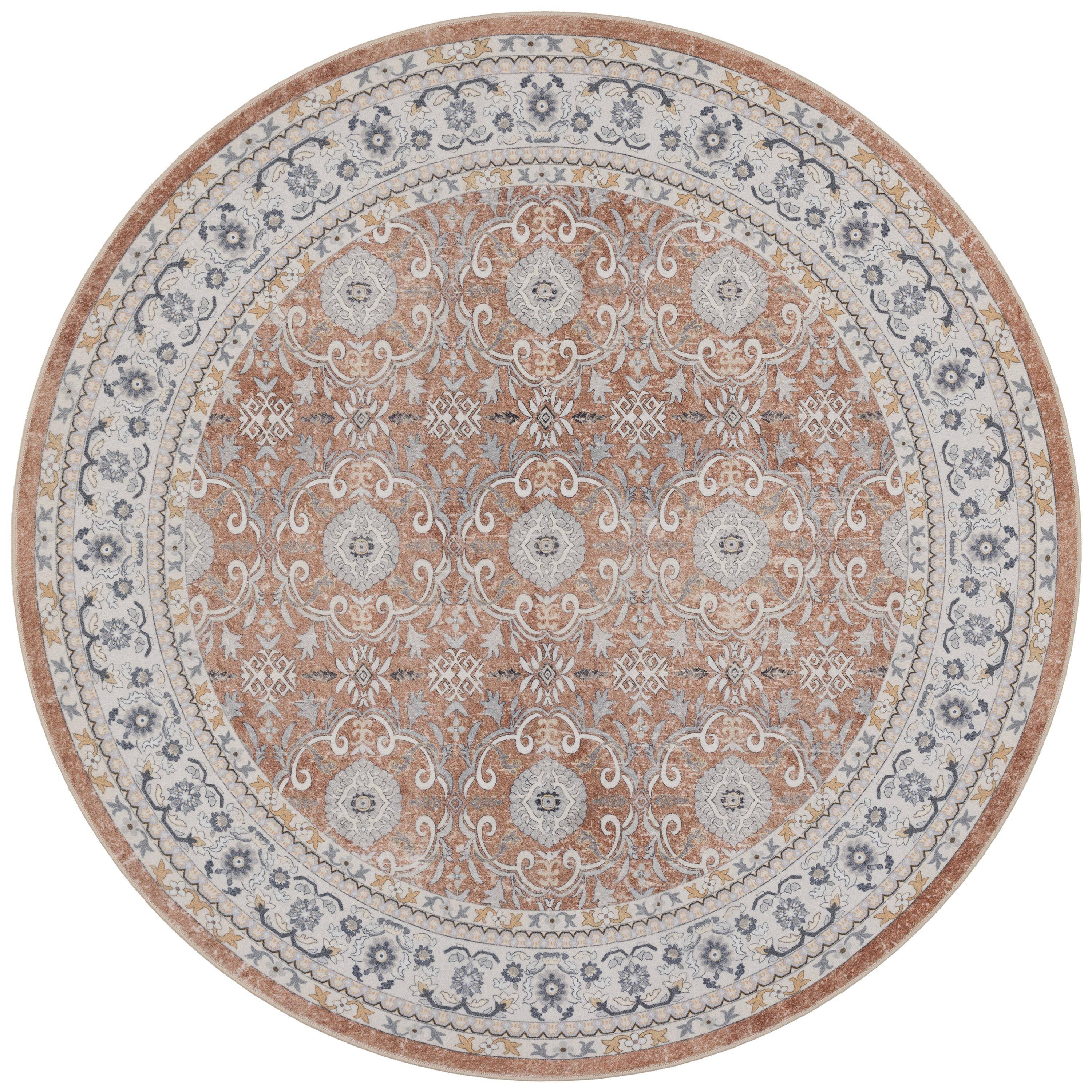 INKA Vintage-Oriental TERRA rundt vaskbart kortluvet tæppe - 160 x 160 cm