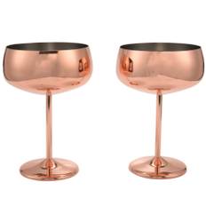 Kobber Coupé Champagneglas Sæt med 2 Rustfrit Stål Vintage Cocktailglas
