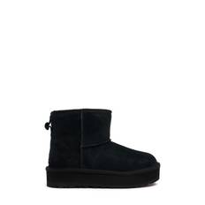 Classic Mini Platform Shearling Boots - Black - 4