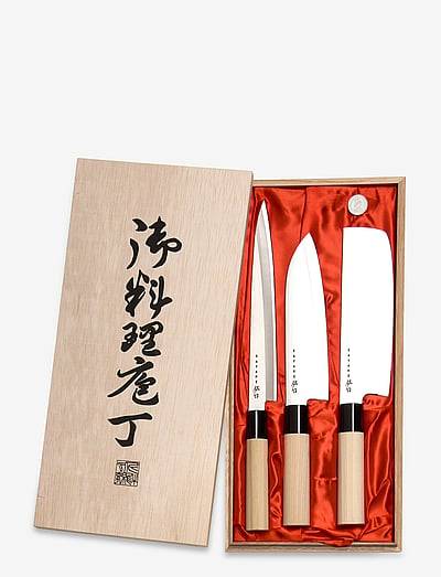 Satake Satake Houcho Balsabox 3 knivar (Santoku + Nakiri + Sashimi) - Köksknivar & Knivtillbehör - BEIGE / beige