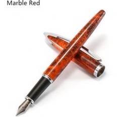 Jinhao silver b&#xE5;ge reservoarpenna, fin spets, b&#xE4;rnsten marmor f&#xE4;rg fat, kontor signatur skolelever kalligrafi a6206 - R&#xF6;d marmor