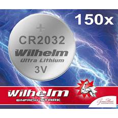 150 x Knopfzelle CR2032 Wilhelm Batterie Lithium 3V CR 2032 Industrieware…