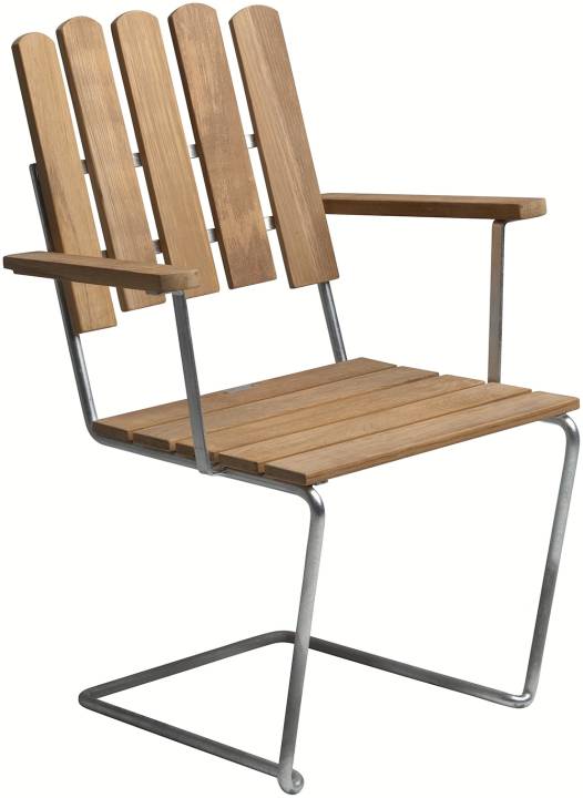 B31 170cm + 6A2 Fåtölj Obehandlad teak, zink stativ
