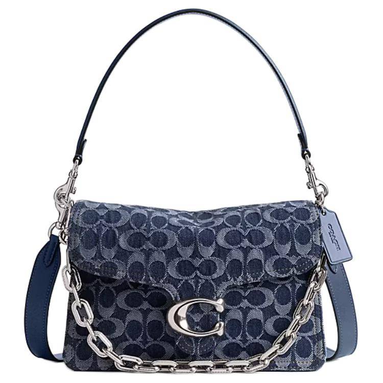 Coach Tabby 26 Kedjerem Blixtlåsstängning Jeans Crossbody-väska Medium Damväskor Mörkblå CAN15-LHRHY