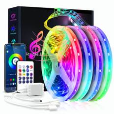 LED Strip lyskæde med Bluetooth, musiksensor og fjernbetjening 15M
