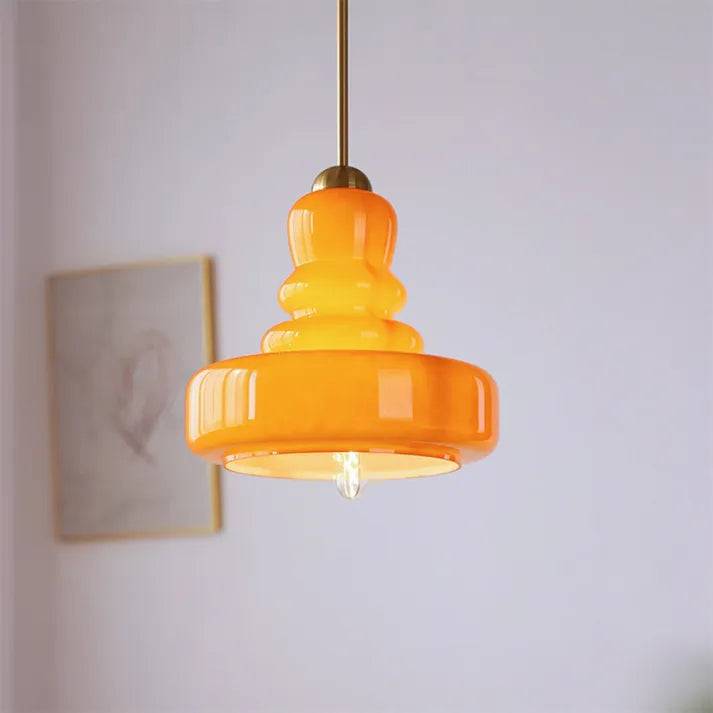 VerreCylindre Taklampa - Lyxig Glashänglampa med Modernt Designer - Orange / Glas + järn