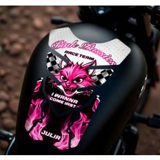 Rosa katt motorcykelklistermärke