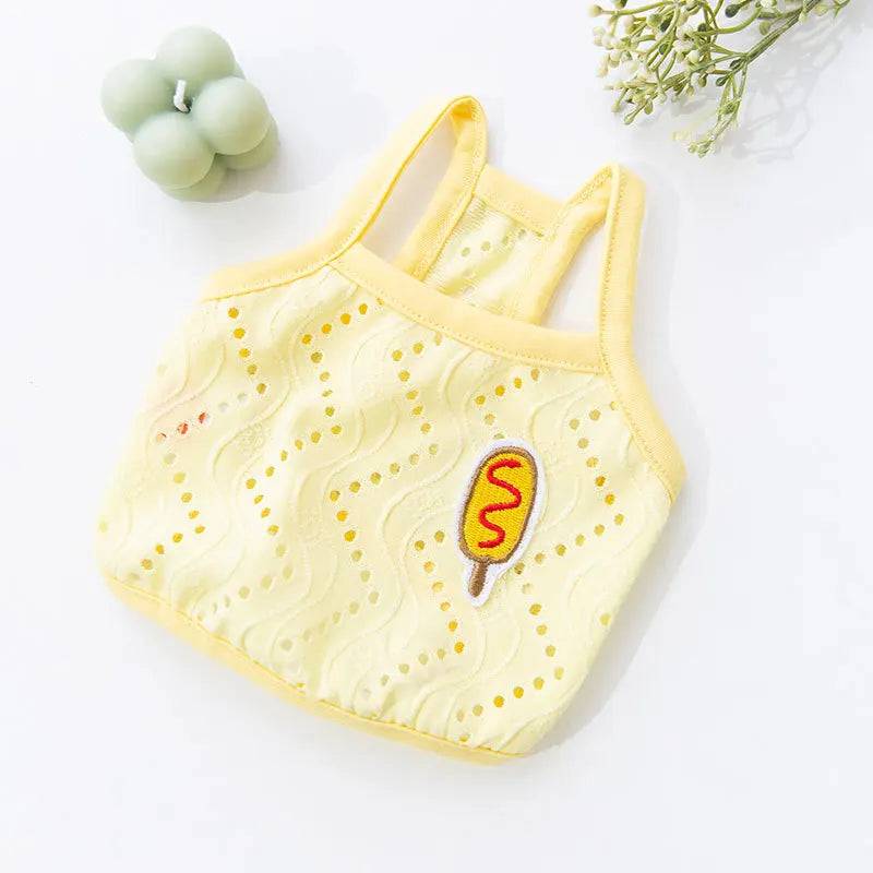 Solid Cotton Dog Vest - Breathable Summer Clothing for Small Dogs - Yellow 1 / XXL (XXL)