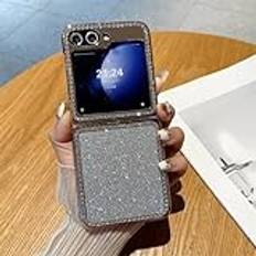 Lyxigt diamantfodral för Samsung Galaxy Z Flip 6 5 5G ZFlip6 Flip6 Flip5 Glitter Vikbar Stötsäker hårdplätering Plastskydd, silvervit25, för Samsung Z Flip 6