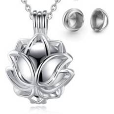 Eudora urna kremeringshänge 14mm lotusblomma bur medaljong askhållare minnessak kapsel halsband ihålig boll gör-det-själv smycke k332 n 14 - 14mm- silver-