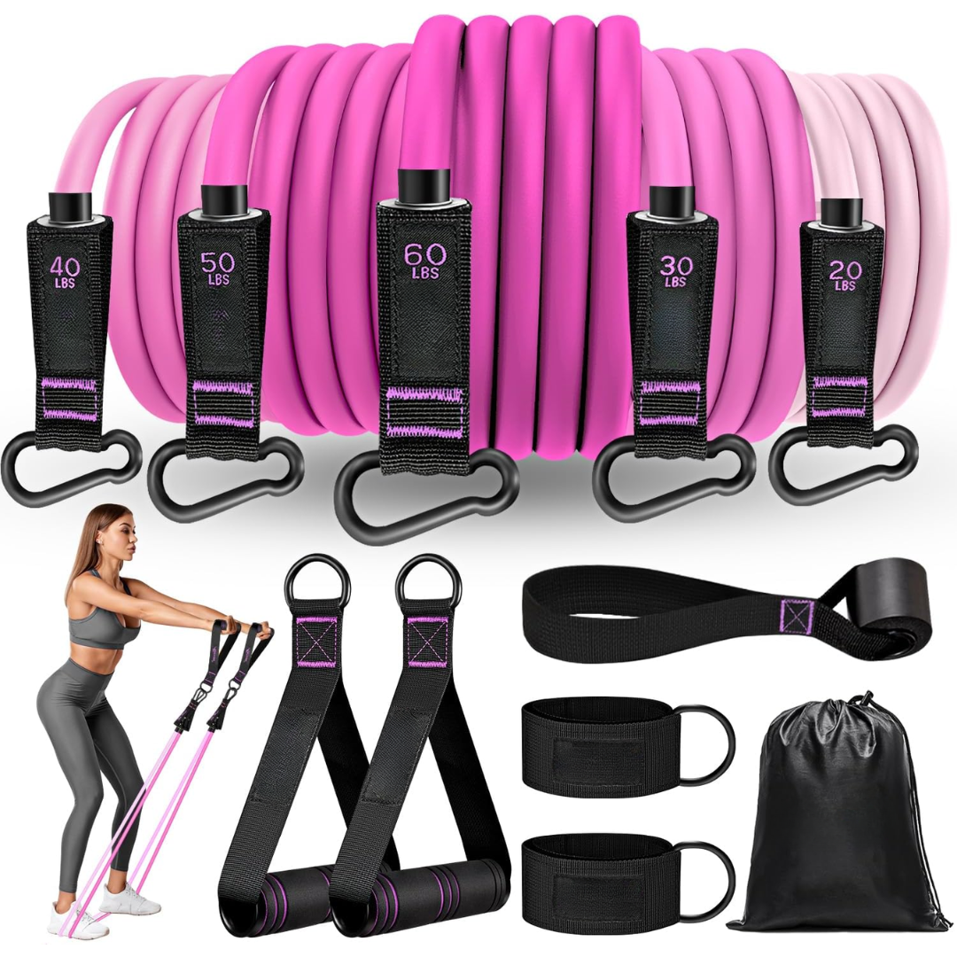 PowerFlex – Motståndsband Set för Helkroppsträning - Rosa / 90 Kilo (200 LBS)