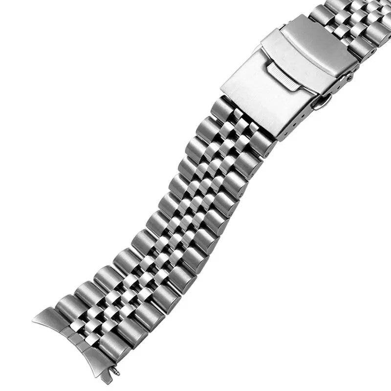 För Seiko Solid Rostfritt stål Band Skx007 Skx009 SRPD63K1 samurai 20mm 22mm Herrrem Srpd Jubilee Curved Armband