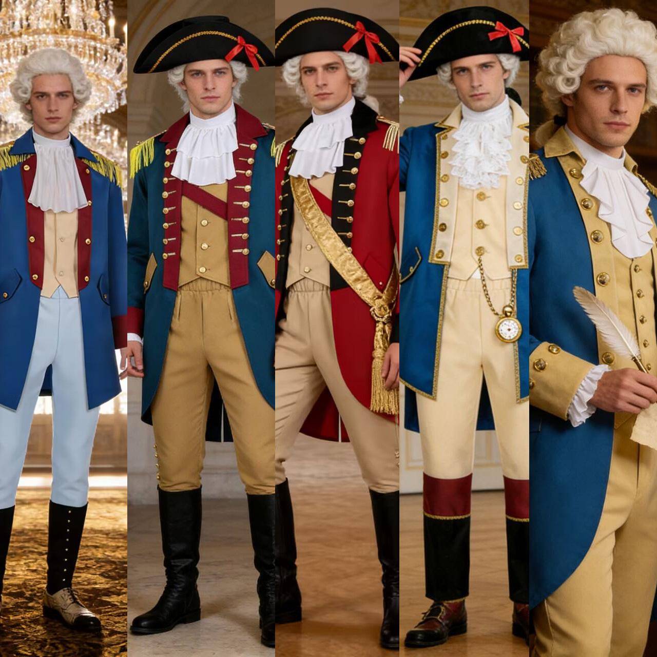 Herr George Washington Cosplay-dräkt - Retro Hamilton Musikal Militäruniform cm