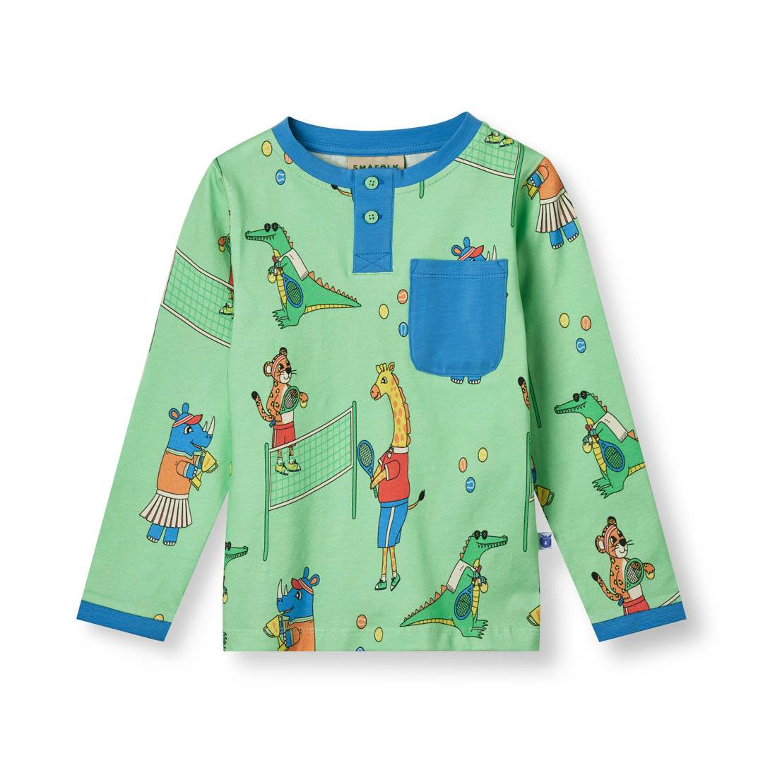 Langærmet bluse med tenniskamp - Minty green tea / 1-2