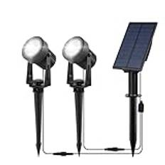 CORESLUX Utomhus solcell, vit utomhus solcell, trädgård, IP65, dekorativ kraftfull solcell, trädgård, solcell för träd, trädgård, vägar, gräsmattor (2 lampor)