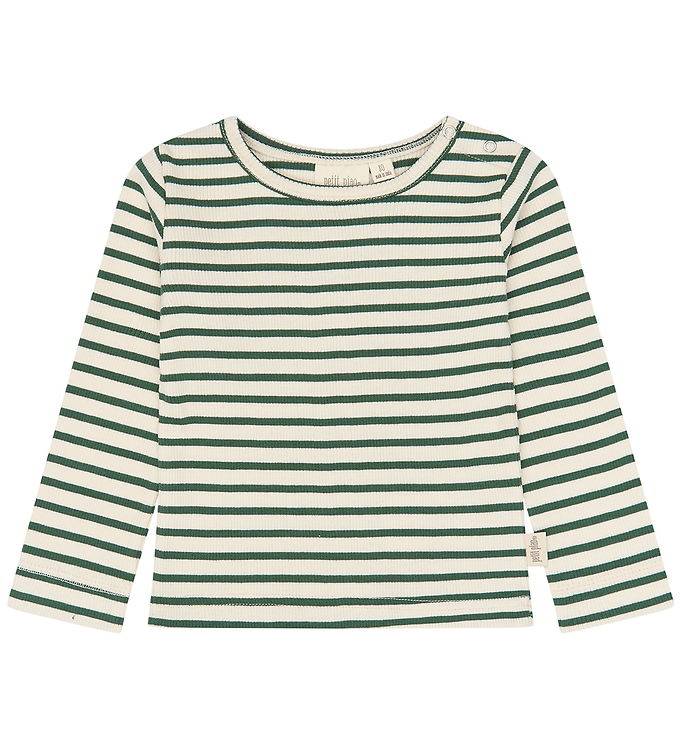 Petit Piao Tröja - PPSky - Vandring Green Striped - Petit Piao - 1 år (80) - Tröja