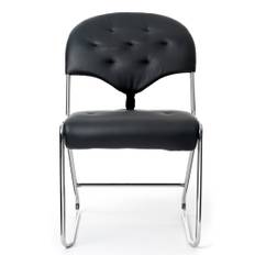Stol Sam hög - Läder Naturale Camel/svart metall